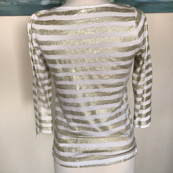 J.CREW Gold Striped top - Picture 2 of 3
